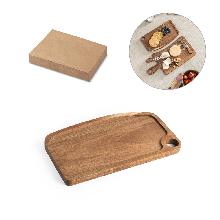 Tábua de madeira de acácia com um rebordo à volta da tábua