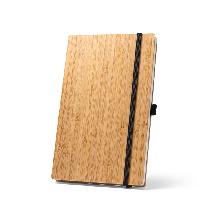 Caderno de bolso de capa e contracapa em placa de bambu e lombada em poliéster 100% reciclado (100% 