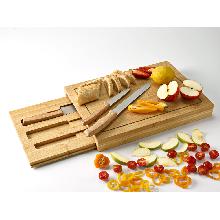 Conjunto de tábuas em bambu com 3 facas inclusas