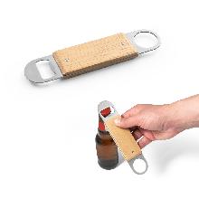 Abridor de garrafas duplo em aço inox com corpo em bambu